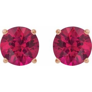 14K Rose Gold 5 mm Natural Ruby Earrings – image 2