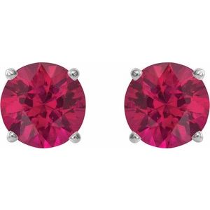 14K White Gold 5 mm Natural Ruby Earrings – image 2