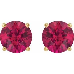 14K Yellow Gold 5 mm Natural Ruby Earrings – image 2