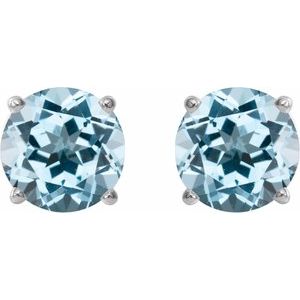 14K White Gold 5 mm Natural Sky Blue Topaz Earrings – image 2