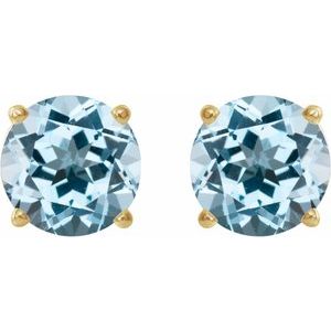 14K Yellow Gold 5 mm Natural Sky Blue Topaz Earrings – image 2