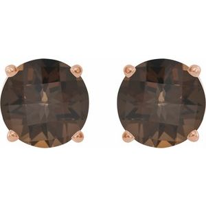 14K Rose 7 mm Natural Smoky Quartz Earrings