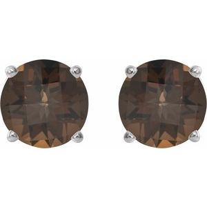 Sterling Silver 7 mm Natural Smoky Quartz Earrings – image 2