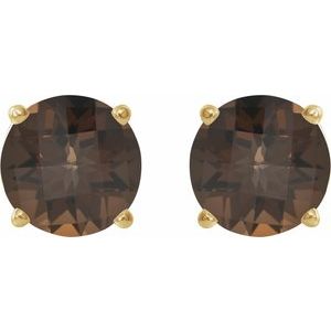 14K Yellow Gold 8 mm Natural Smoky Quartz Earrings – image 2
