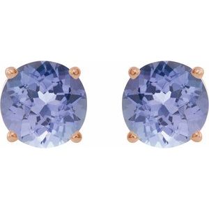 14K Rose 7 mm Natural Tanzanite Earrings