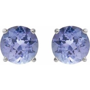 14K White Gold 5 mm Natural Tanzanite Earrings – image 2
