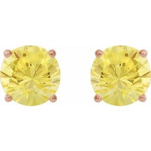 14K Rose 8 mm Lab-Grown Yellow Sapphire Earrings