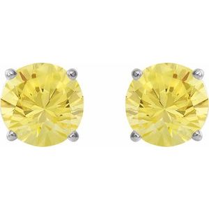14K White Gold 5 mm Natural Yellow Sapphire Earrings – image 2