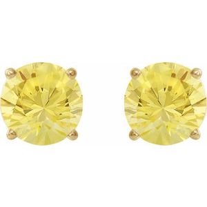 14K Yellow Gold 8 mm Lab-Grown Yellow Sapphire Earrings – image 2