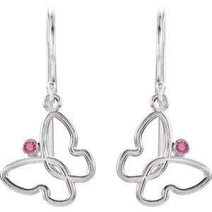 14K Yellow Gold Natural Pink Tourmaline Butterfly Earrings – image 2