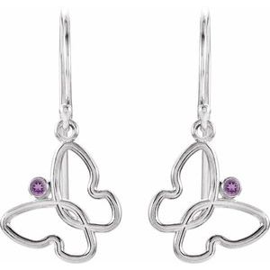 Sterling Silver Natural Amethyst Butterfly Earrings – image 2