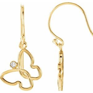 14K Yellow Gold .04 CTW Natural Diamond Butterfly Earrings