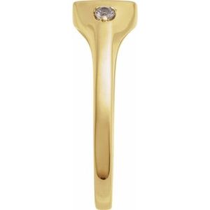 14K Yellow Gold Engravable Natural White Sapphire Signet Ring