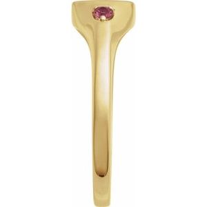 14K Yellow Gold Engravable Natural Pink Tourmaline Signet Ring