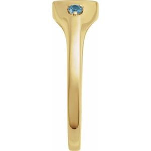 14K Yellow Gold Engravable Natural Aquamarine Signet Ring