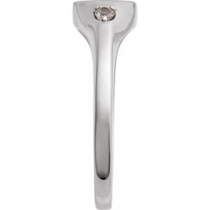 14K White Gold Engravable Natural White Sapphire Signet Ring
