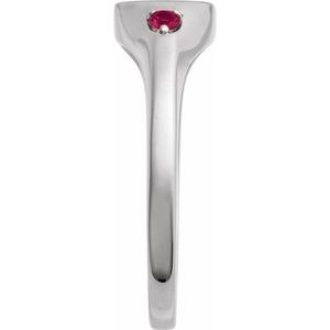 Platinum Engravable Natural Ruby Signet Ring