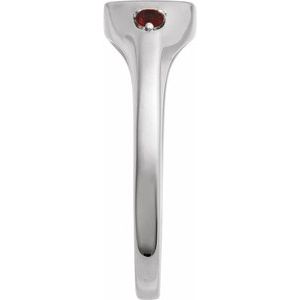 Platinum Engravable Natural Mozambique Garnet Signet Ring