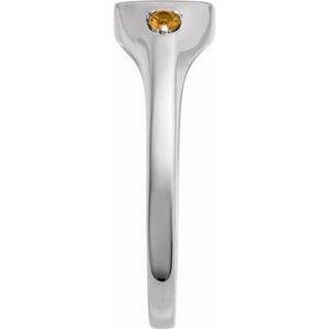 Sterling Silver Engravable Natural Citrine Signet Ring