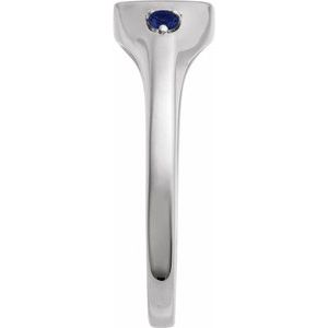 Sterling Silver Engravable Natural Blue Sapphire Signet Ring