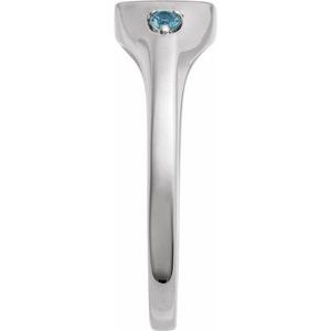 Platinum Engravable Natural Aquamarine Signet Ring