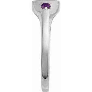 14K White Gold Engravable Natural Amethyst Signet Ring