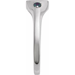 Sterling Silver Engravable Lab-Grown Alexandrite Signet Ring