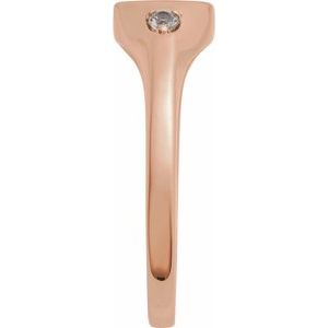 14K Rose Gold Engravable Natural White Sapphire Signet Ring
