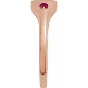14K Rose Gold Engravable Natural Ruby Signet Ring