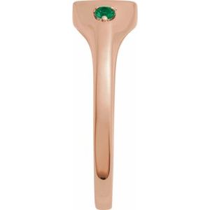 14K Rose Gold Engravable Natural Emerald Signet Ring