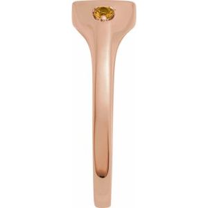14K Rose Gold Engravable Natural Citrine Signet Ring