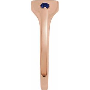 14K Rose Gold Engravable Natural Blue Sapphire Signet Ring
