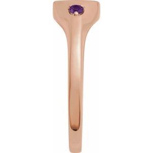 14K Rose Gold Engravable Natural Amethyst Signet Ring