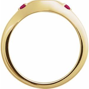 14K Yellow Gold Engravable Lab-Grown Ruby Signet Ring