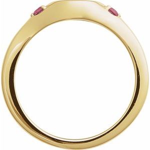 14K Yellow Gold Engravable Natural Pink Tourmaline Signet Ring