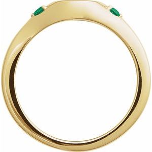 14K Yellow Gold Engravable Lab-Grown Emerald Signet Ring