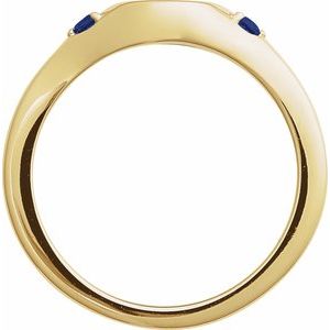14K Yellow Gold Engravable Natural Blue Sapphire Signet Ring