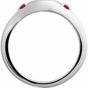 14K White Gold Engravable Natural Ruby Signet Ring