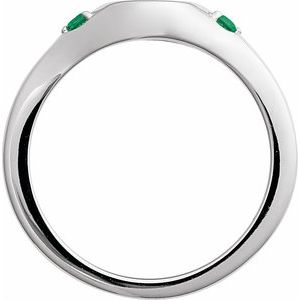 14K White Gold Engravable Lab-Grown Emerald Signet Ring