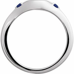 Sterling Silver Engravable Lab-Grown Blue Sapphire Signet Ring