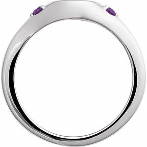 14K White Gold Engravable Natural Amethyst Signet Ring