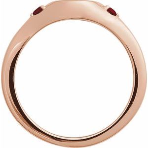 14K Rose Gold Engravable Natural Mozambique Garnet Signet Ring
