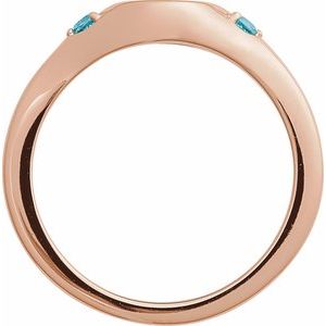 14K Rose Gold Engravable Natural Blue Zircon Signet Ring