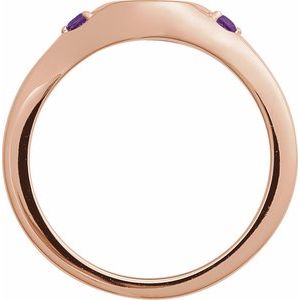 14K Rose Gold Engravable Natural Amethyst Signet Ring