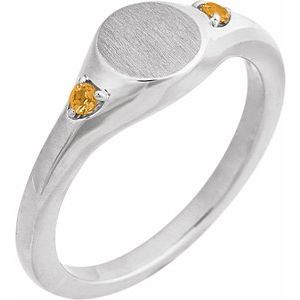 Sterling Silver Engravable Natural Citrine Signet Ring