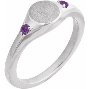 Sterling Silver Engravable Natural Amethyst Signet Ring
