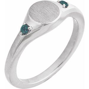 Sterling Silver Engravable Lab-Grown Alexandrite Signet Ring