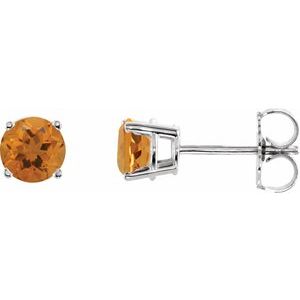 14K White Gold 5 mm Natural Citrine Earrings