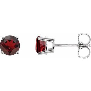 14K White Gold 5 mm Natural Mozambique Garnet Earrings