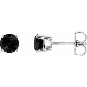 14K White Gold 5 mm Natural Black Onyx Earrings